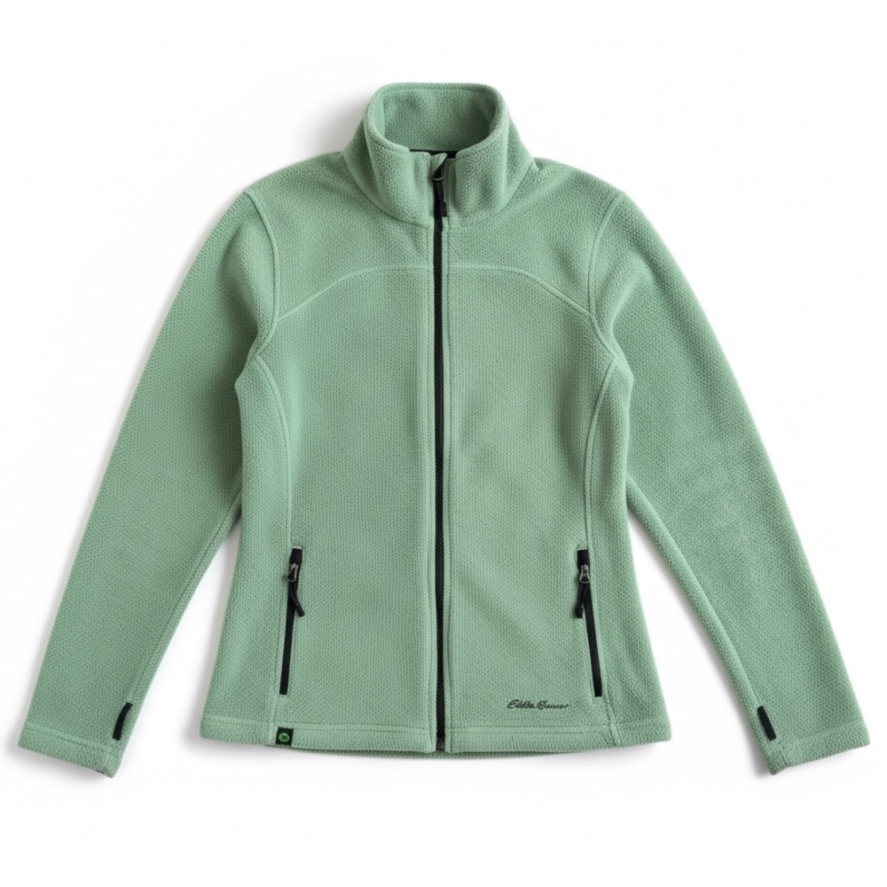 Eddie Bauer Polartec Eco Fleece Zip Jacket Outdoor Hiking Travel Sage Green S